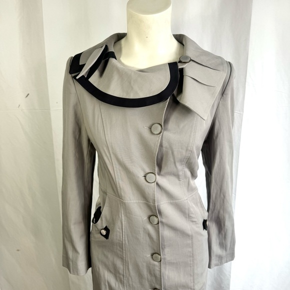 KIRMIZUGUL VINTAGE PARDESU TRENCH COAT GREY LONG COAT WOMAN SIZE SMALL - Picture 6 of 15